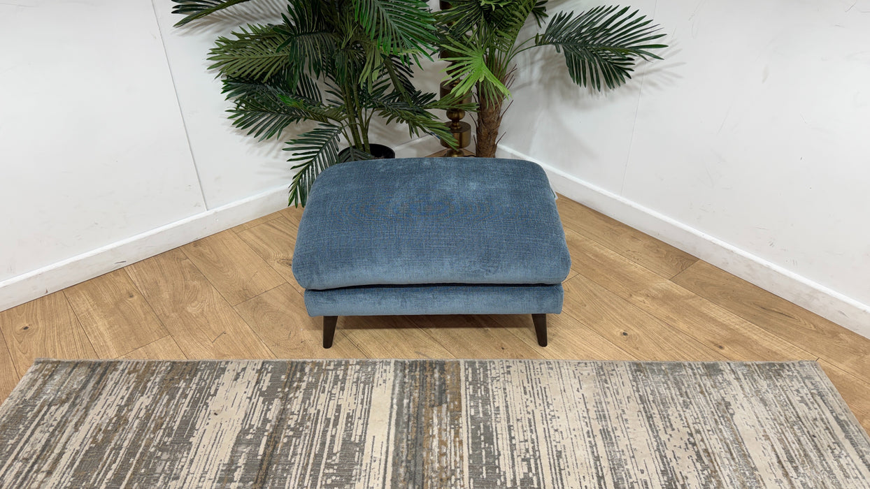 Sofology Adler Fabric Designer Footstool in Casual Chenille Denim