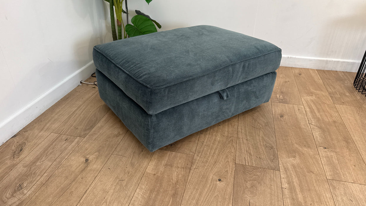 Sofology The Ziggy Fabric Storage Footstool in Soft Textured Chenille Teal