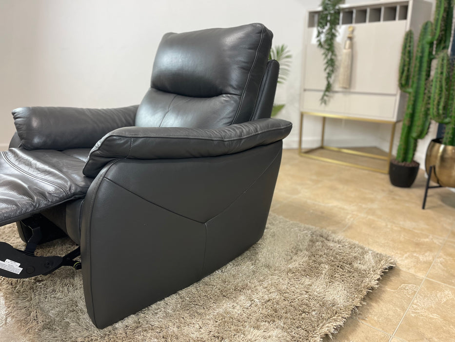 Albion Leather Chair Charcoal -  Manual Recliner (WA2)