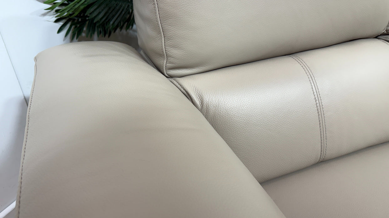 Sofology The Fratelli Leather 2 Seater Power Recliner/Headrest in Trusty Embossed Stone