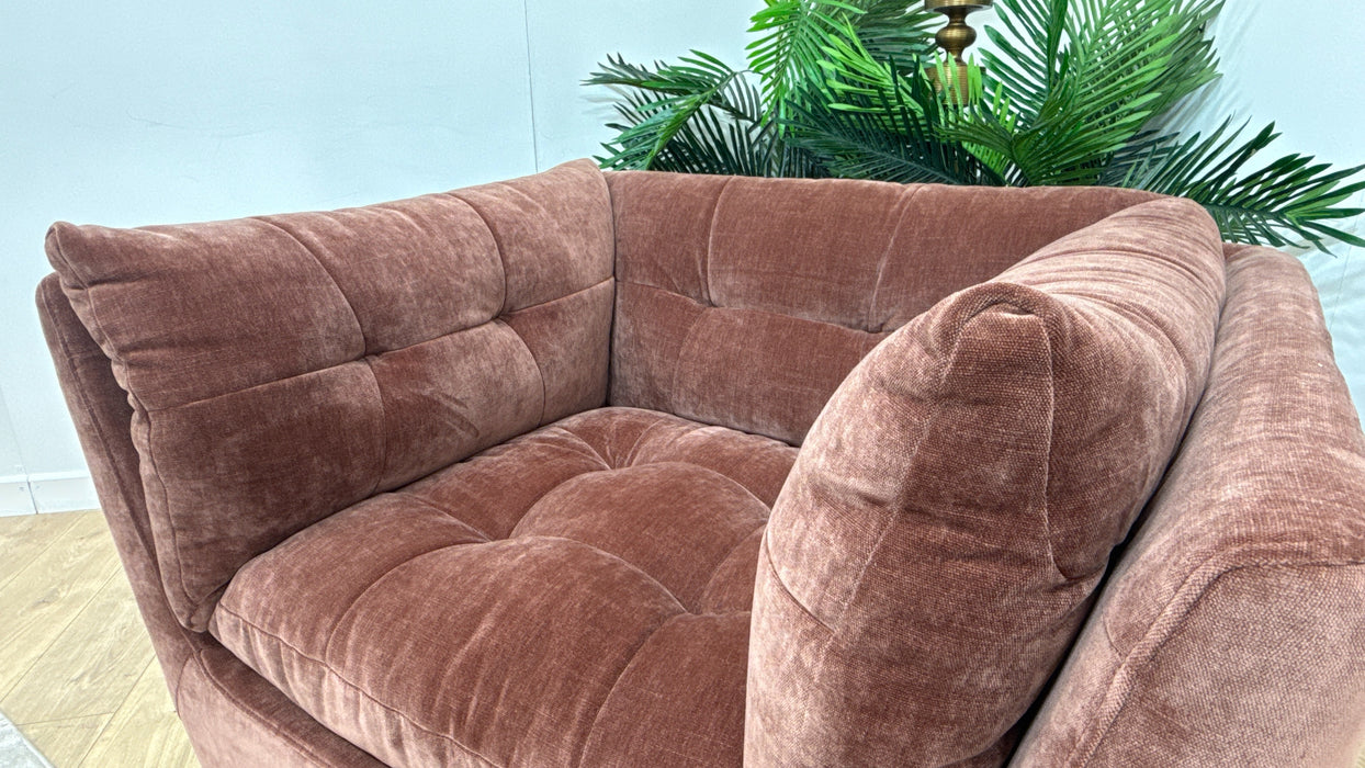 Sofology Cocoon Fabric Swivel Chair in Relaxed Chenille Burnt Sienna