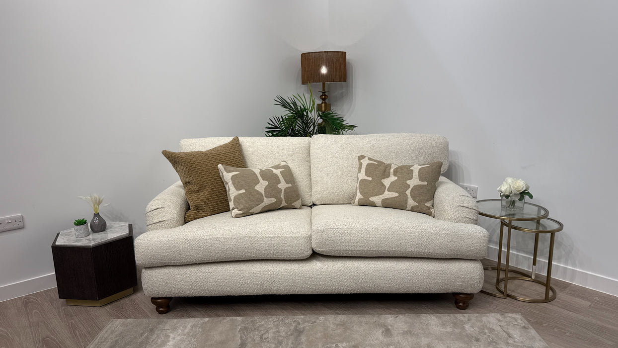 Sofology Hampton Fabric 2 Seater in Chunky Knit Chenille Natural/Burnt Sienna Mix