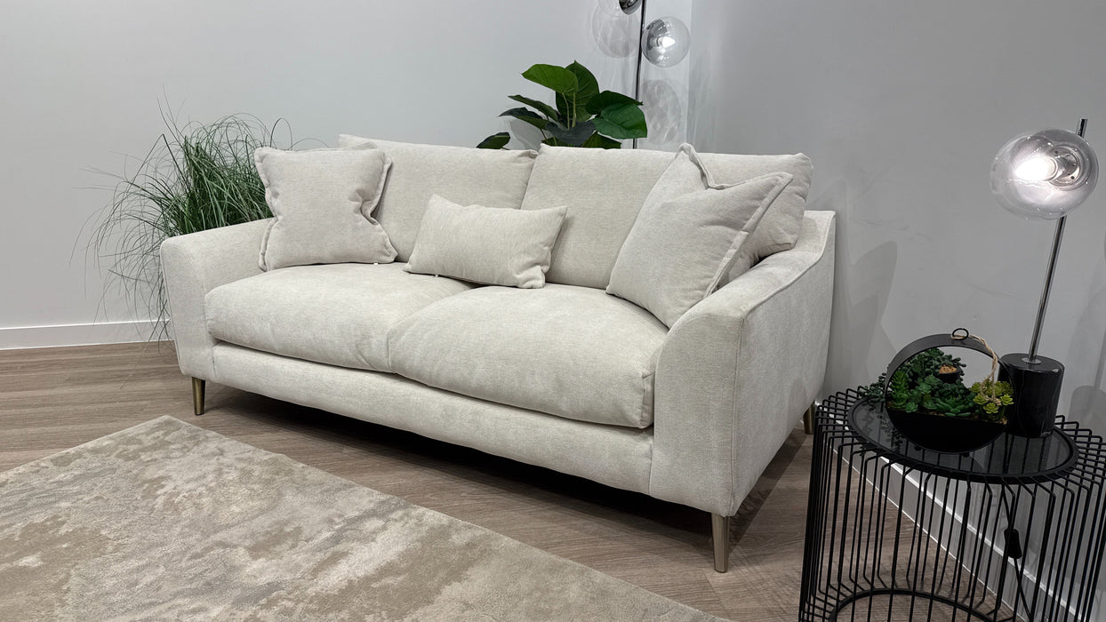 Sofology Mayfair Fabric 3 Seater Feather Flex Seats in Linen Look Chenille Mist