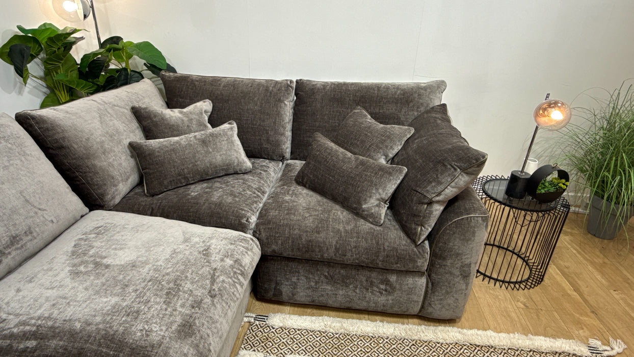 Sofology Georgio Fabric 3 Corner 1 Feather Flex Seats in Luxe Chenille Mocha Mix
