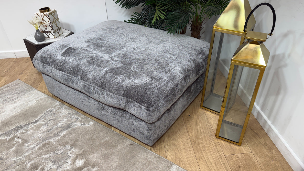 Sofology Bellagio Fabric Footstool Feather Flex Filling in Chunky Luxe Chenille Charcoal