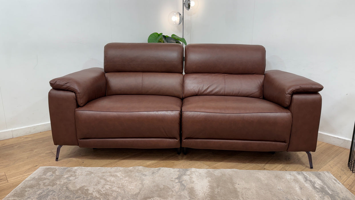 Sofology Fratelli Leather 2.5 Seater Power Recliner/Headrest in Trusty Embossed Chestnut