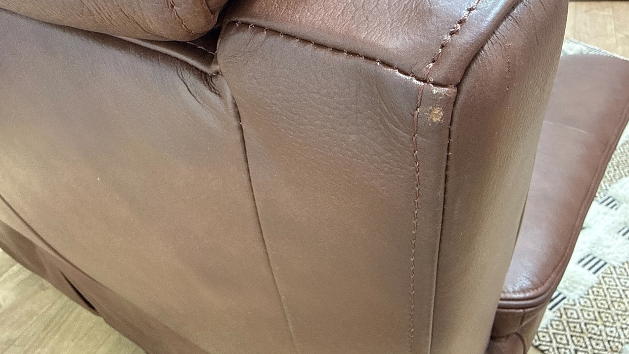 Sofology Bradie Leather 3 Seater Power Recliner/Headrest in Trusty Embossed Chestnut