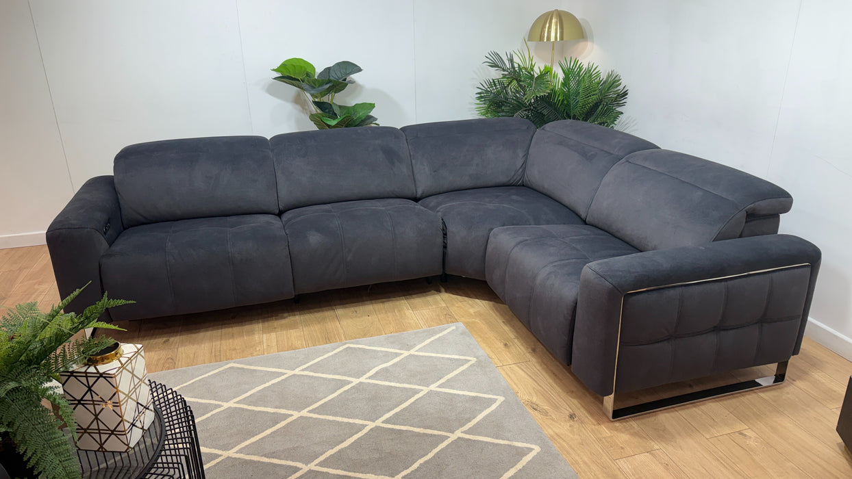Sofology Marvella Fabric 3 Corner 1.5 Power Recliner/Headrest in Lifestyle Flecked Anthracite