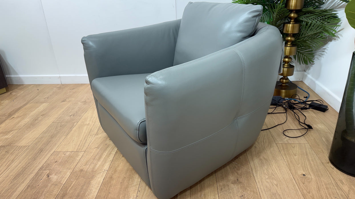 Sofology Marvella Leather Swivel Chair in Trusty Sheen Leather Granite Teal