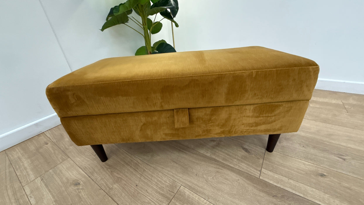 Sofology Bridgerton Fabric Storage Footstool in Etched Velvet Nugget Gold