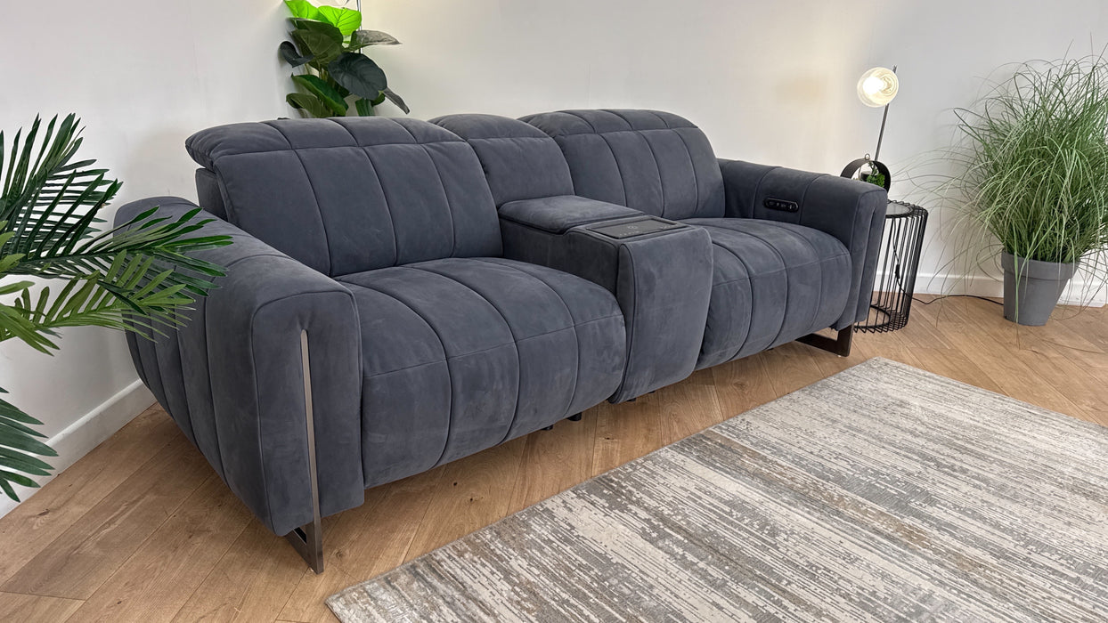 Sofology The Paramount Fabric 2.5 Seater Console Power Recliner/Headrests Speakers in Lifestyle Nubuck Feel Charcoal