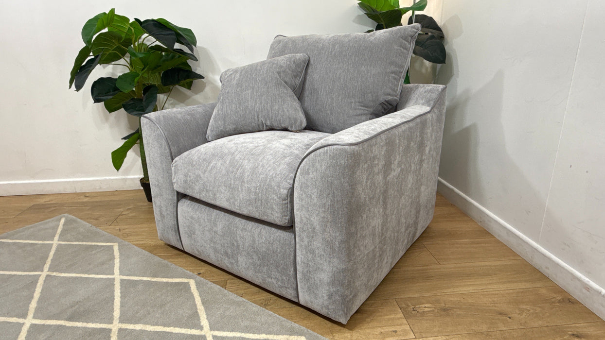 Sofology Georgio Fabric Chair Extra Flex Seat in Lifestyle Plush Chenille Silver Mix