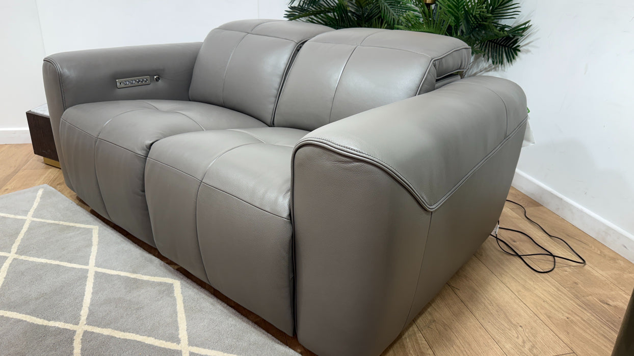 Sofology Riviera Leather 2 Seater Power Recliner/Headrest Heated Seats in Trusty Embossed Elephant