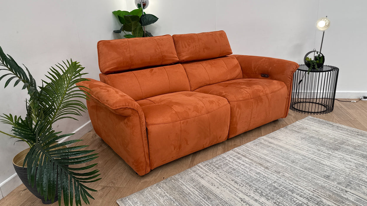 Sofology Cadenza Fabric 2.5 Seater Power Recliner/Headrest in Lifestyle Plush Burnt Orange
