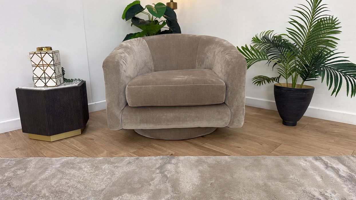 Sofology The Oscar Swivel Chair in Fine Textured Chenille Stone Mix