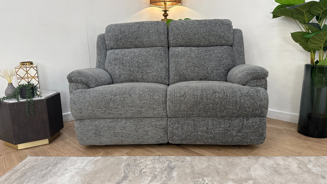 Sofology Gracie Fabric 2 Seater Power Recliner/Headrest in Hopsack Chenille Charcoal