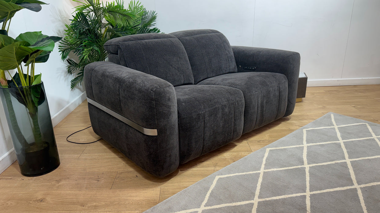 Sofology Lumiere Fabric 2 Seater Power Recliner/Headrest in Relaxed Chenille Raisin