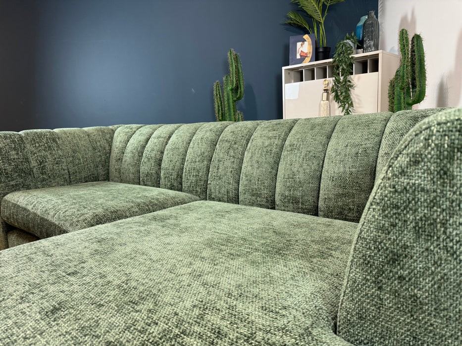 Downtown Fabric 4 Seater Chaise - Basketweave Forest Green - ( WA2 )