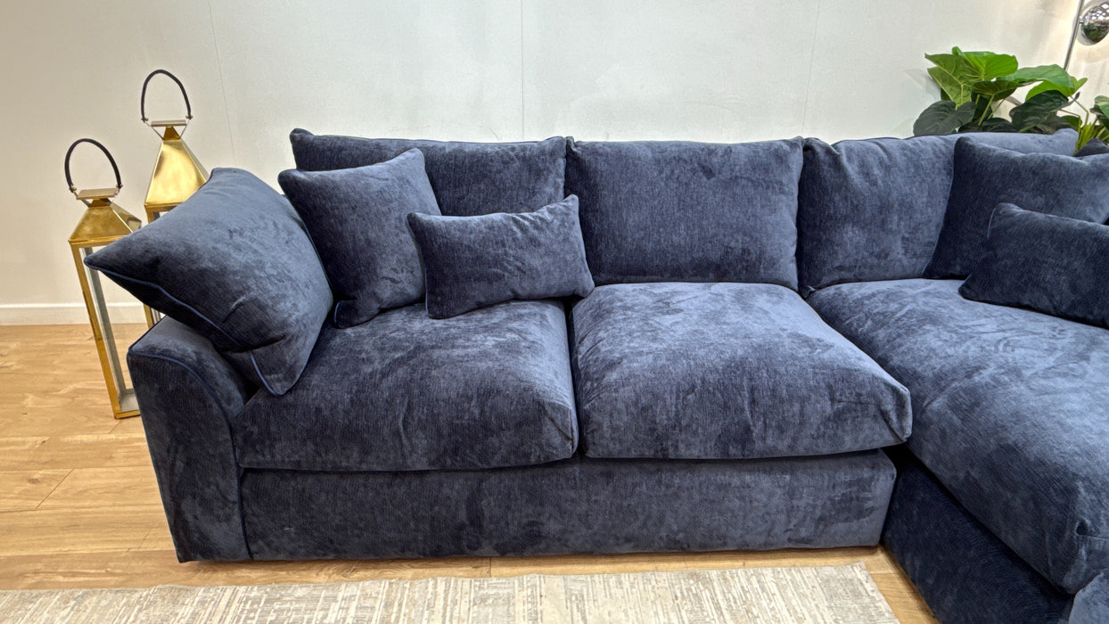 Sofology Georgio 3 Corner 1 Terminal Extra Flex Seats in Luxury Deep Pile Chenille Denim Mix