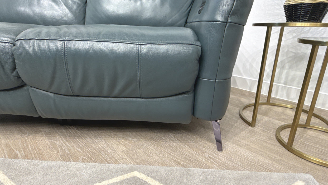 Sofology Renato Leather 2 Seater Power Recliner in Trusty Embossed Peacock