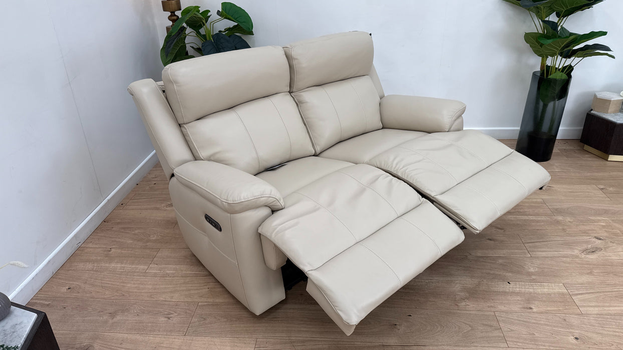 Sofology Gracie Leather 2 Seater Power Recliner/Headrest in Trusty Sheen Bone China