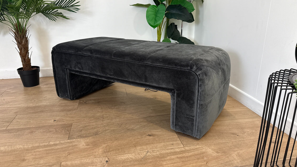 Sofology the Oscar Fabric Small Bench Footstool No Trim in Fine Textured Chenille Charcoal