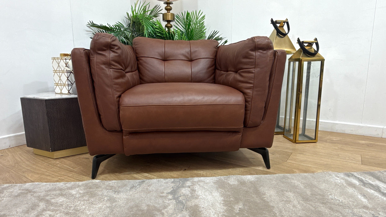 Sofology Muse Leather Chair Power Recliner in Relaxed Matt Espresso