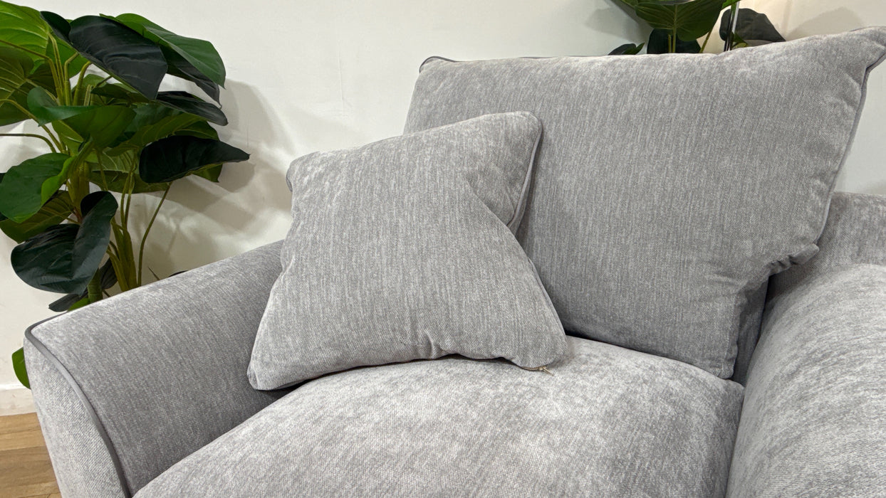 Sofology Georgio Fabric Chair Extra Flex Seat in Lifestyle Plush Chenille Silver Mix