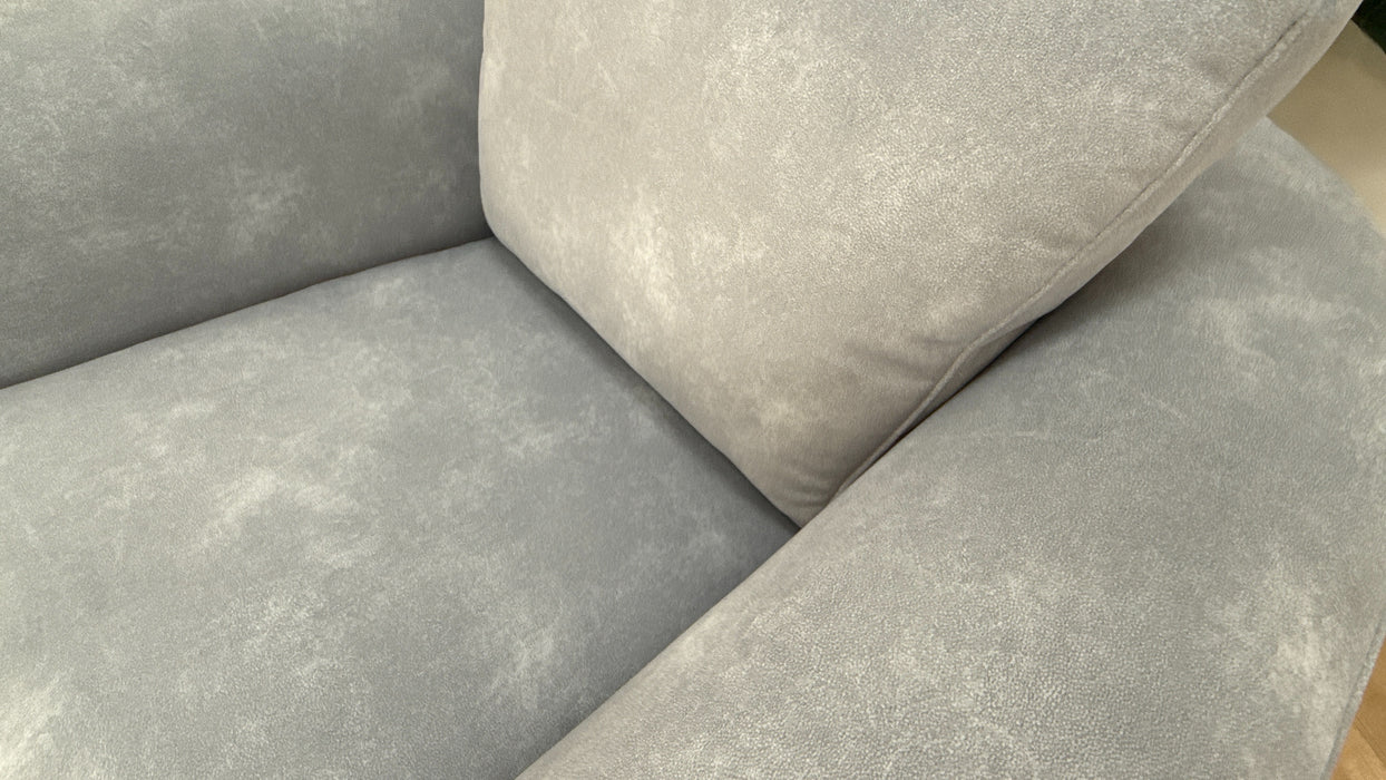 Sofology Plaza Fabric Swivel Chair Gold Trim in Lifestyle Flecked Silver