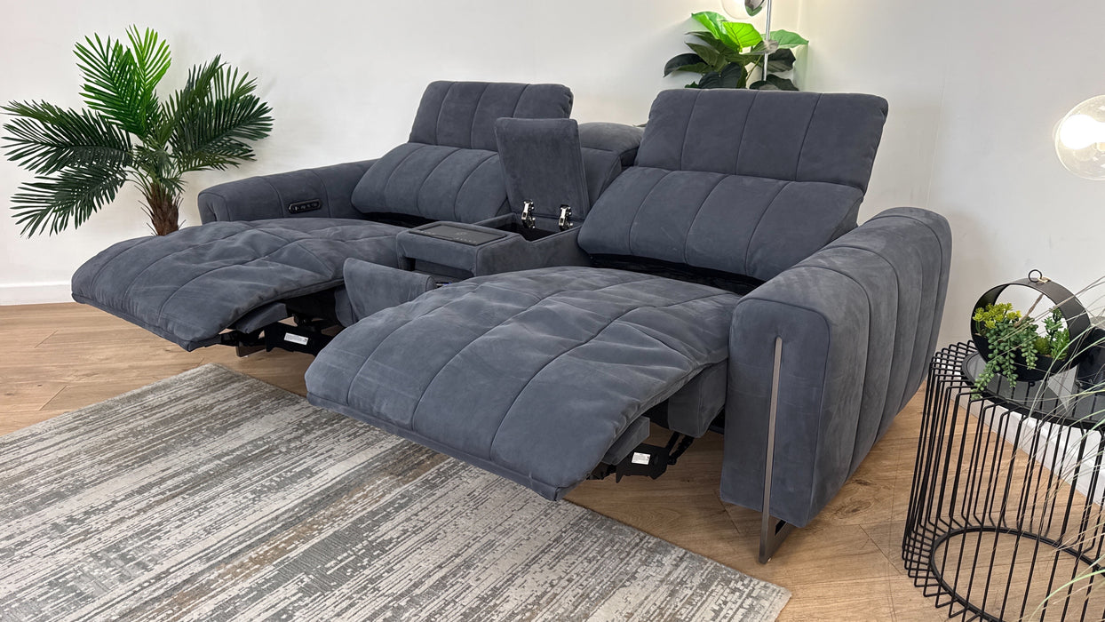 Sofology The Paramount Fabric 2.5 Seater Console Power Recliner/Headrests Speakers in Lifestyle Nubuck Feel Charcoal