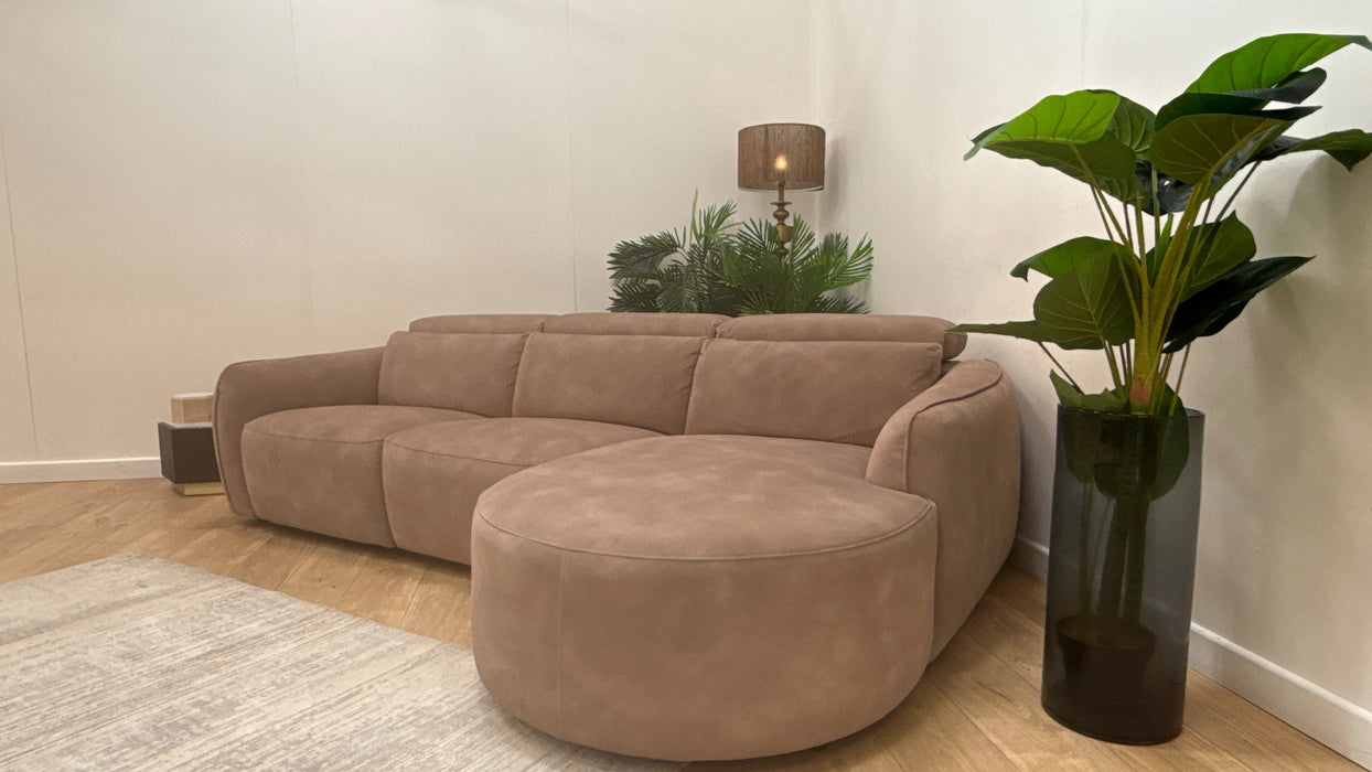 Sofology Serene Fabric 3 Seater Chaise Power Recliner/Headrest in Lifestyle Mottled Latte
