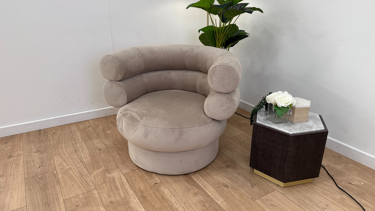 Sofology The Fitzrovia Fabric Accent Chair in Matt Velvet Stone All Over Without Trim