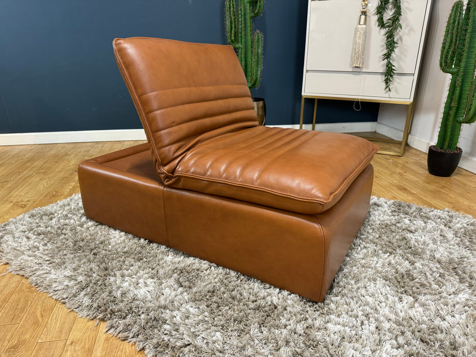 Laurence Leather Dual Footstool - Embossed Cognac (WA2)