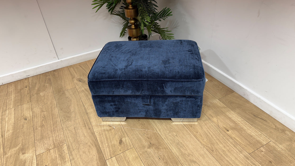 Sofology Valentina Fabric Storage Footstool in Luxury Chenille Navy