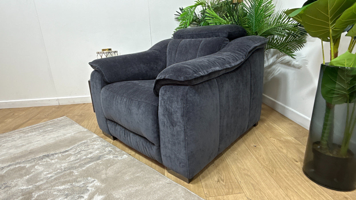 Sofology Carrera Fabric Chair Power Recliner in Relaxed Chenille Ink