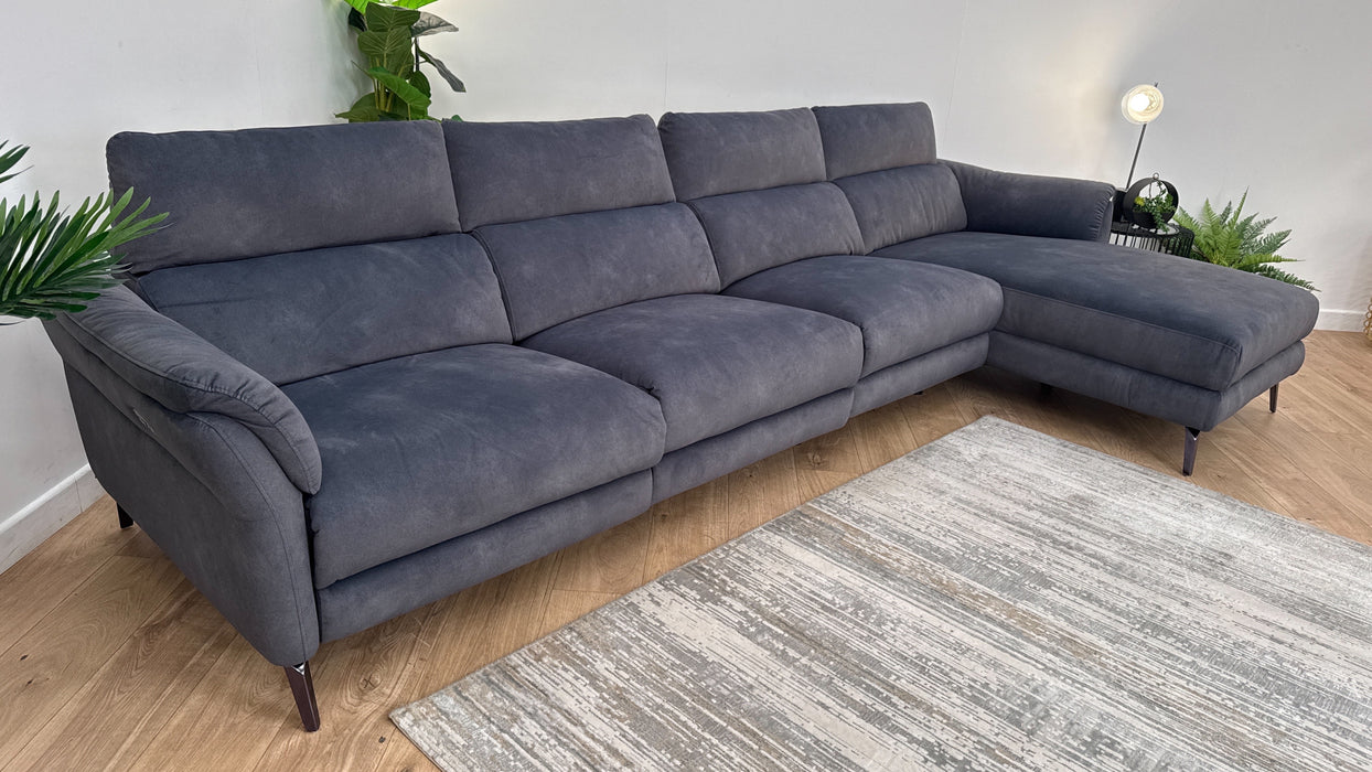 Sofology The Missouri 4 Seater Chaise Recliner Sofa in Lifestyle Flecked Fabric Charcoal