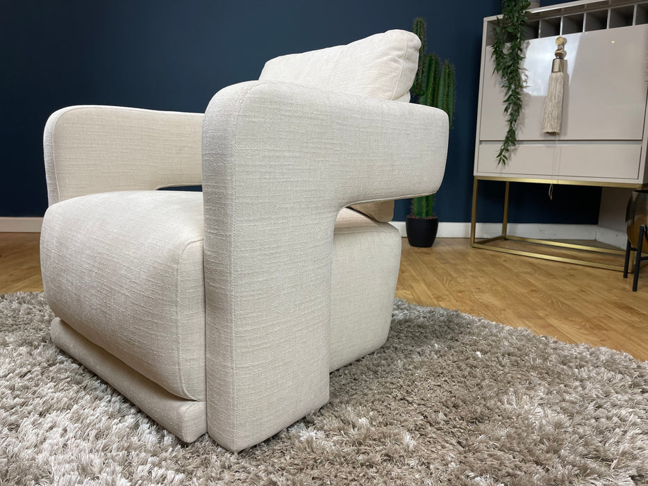 Retreat Swivel Accent Chair - Chenille Ivory Fabric (WA2)