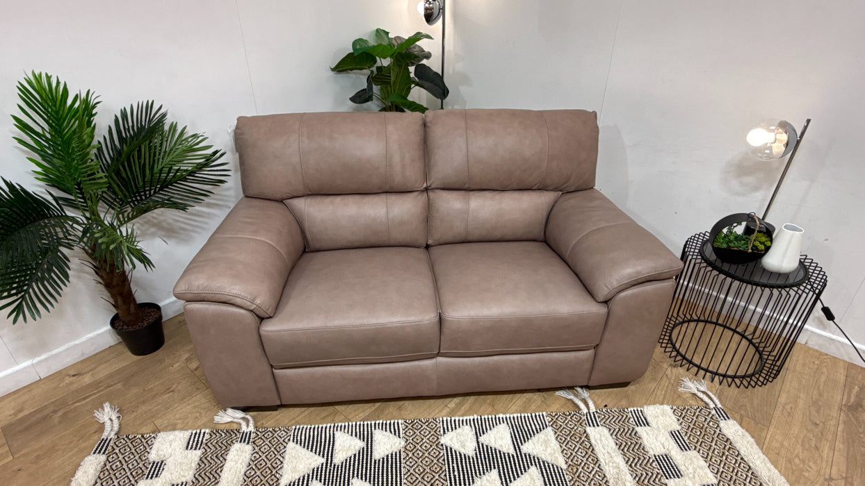 Sofology Santina Leather 2 Seater in Relaxed Soft Stone