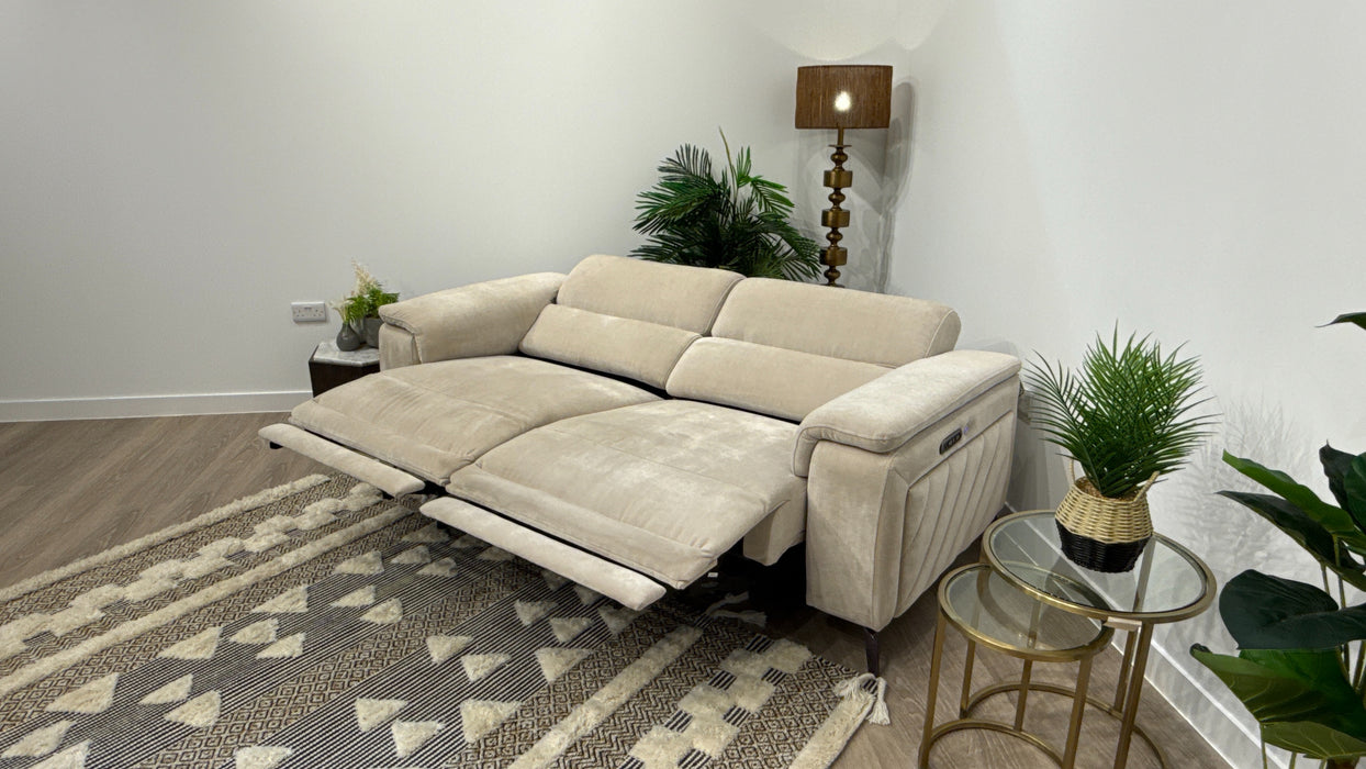 Sofology Fratelli Fabric 2.5 Seater Power Recliner/Headrest in Relaxed Chenille Cotton