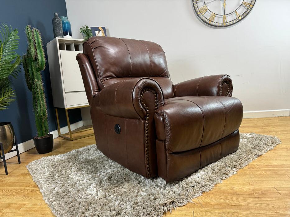 Heritage Chocolate Leather Chair - Power Recliner (WA2)