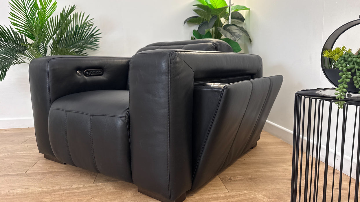 DFS Crusade Leather Recliner Chair in Black