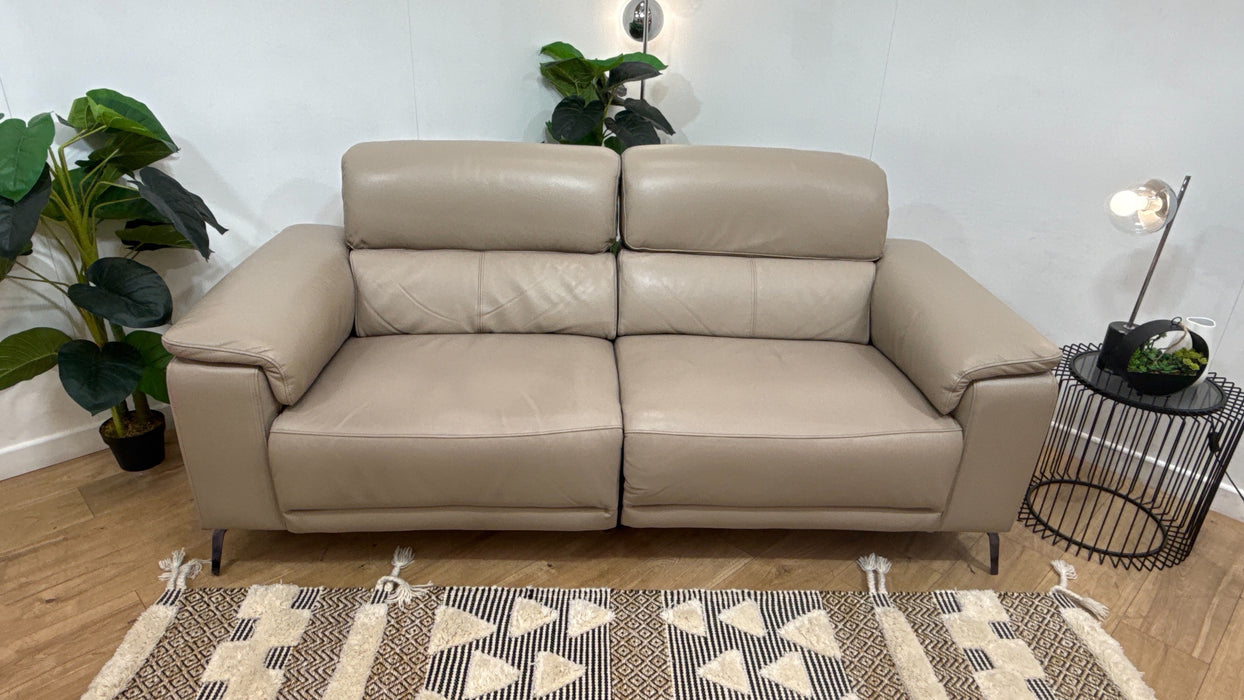 Sofology Fratelli Leather 2.5 Seater Power Recliner/Headrest in Trusty Embossed Stone