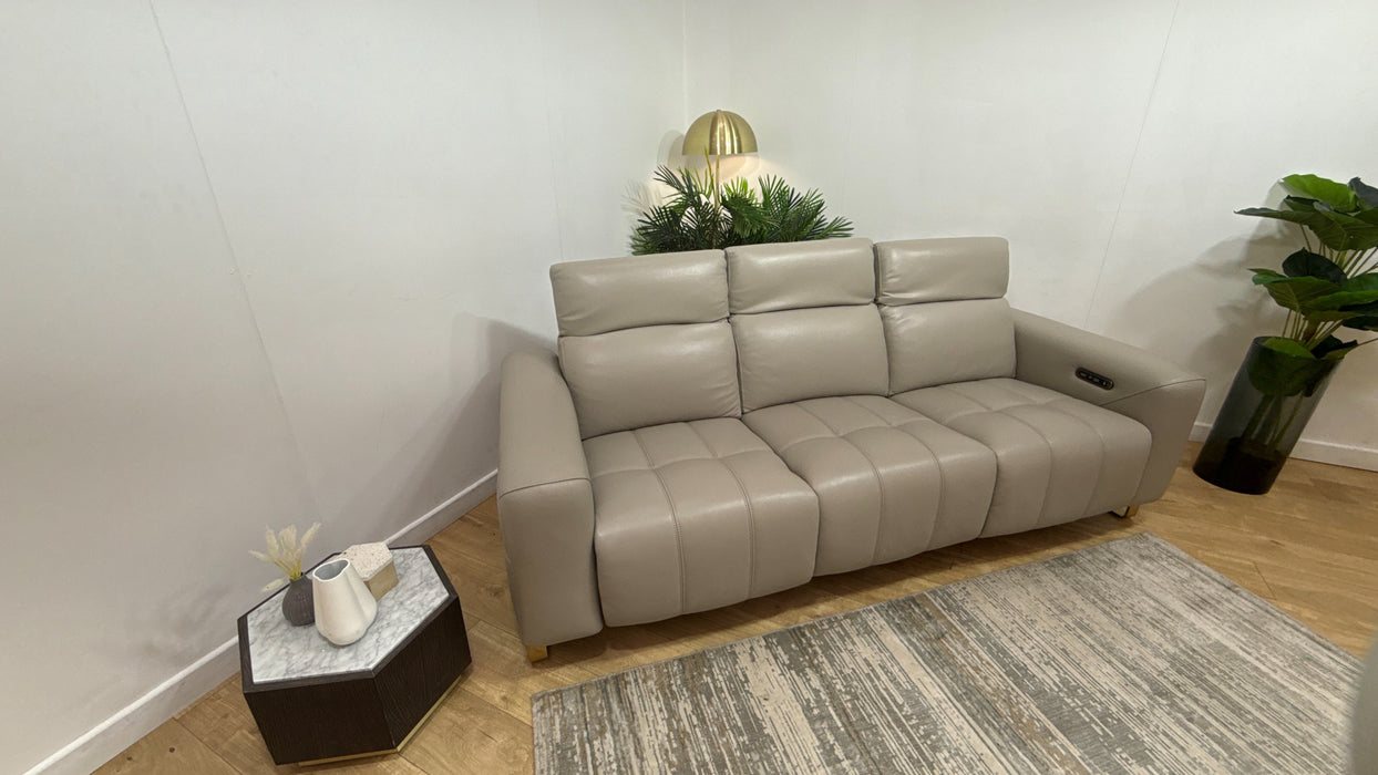 Sofology Marvella Leather 3 Seater Power Recliner/Headrest in Trusty Sheen Lead Grey