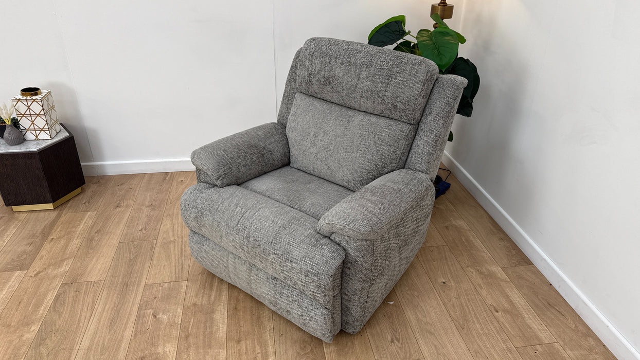 Sofology Gracie Fabric Chair Manual Recliner in Hopsack Chenille Platinum
