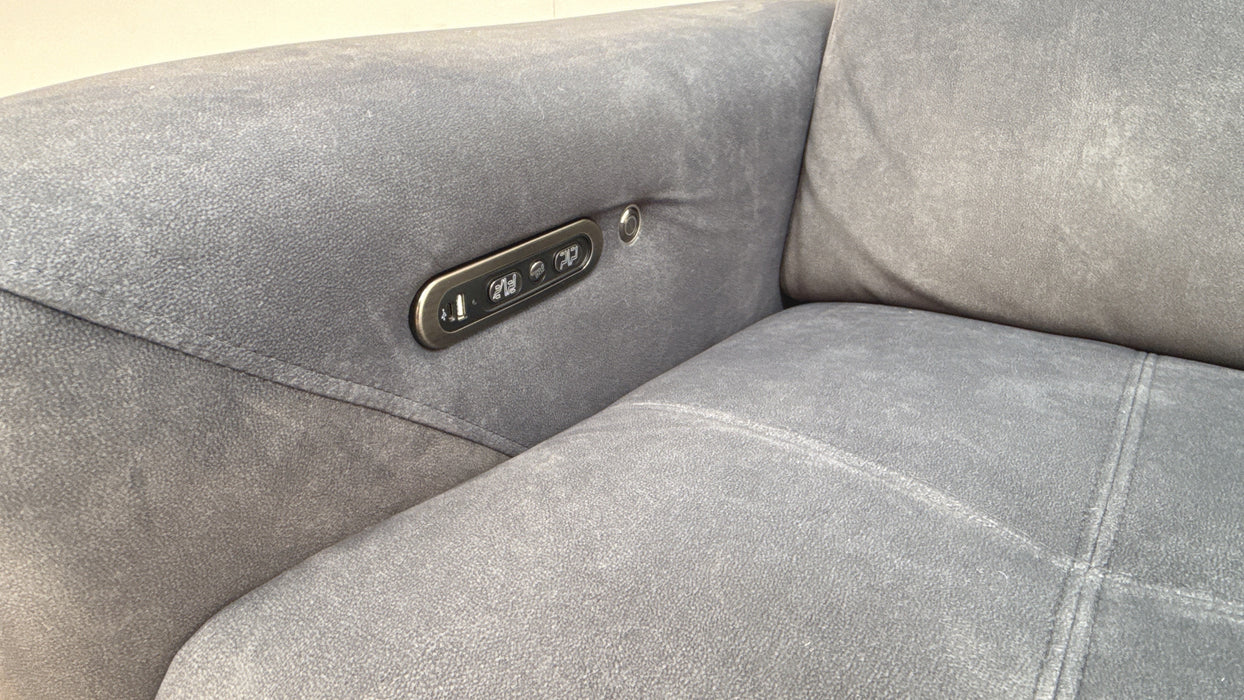 Sofology Marvella Fabric 4 Seater Split Power Recliner/Headrest Heated Seats in Lifestyle Flecked Charcoal