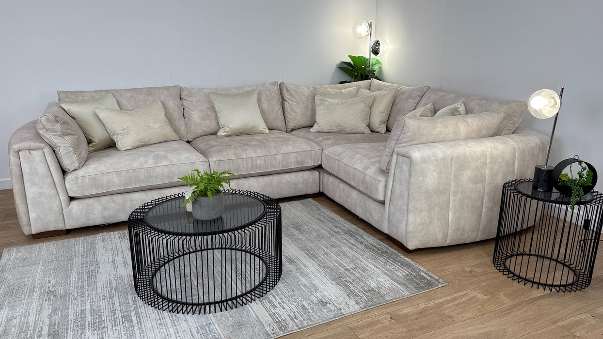 Emperor 3 Corner 1.5 Modular Fabric Sofa in Lucerne Ivory Mix