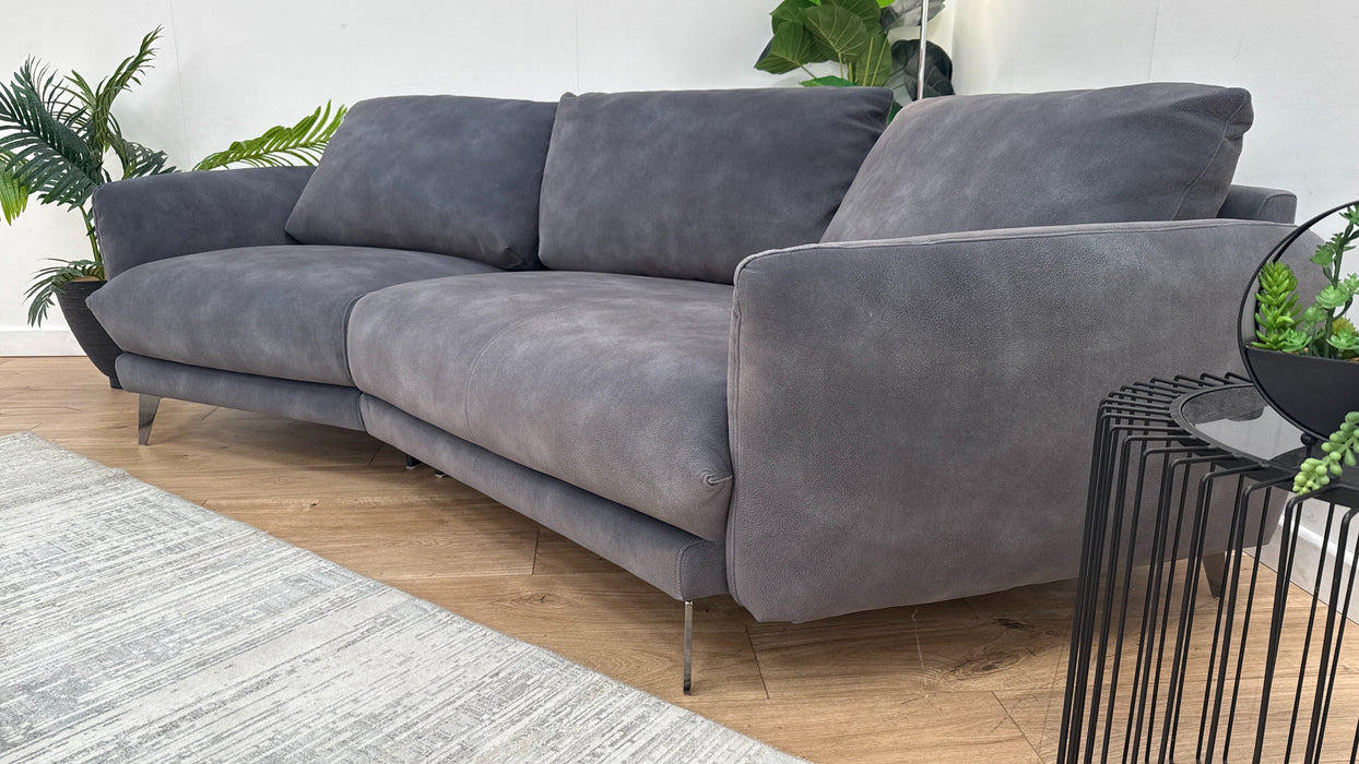 Sofology The Adler 3 Seater Asymmetric Fabric Sofa in Lifestyle Mottled Charcoal