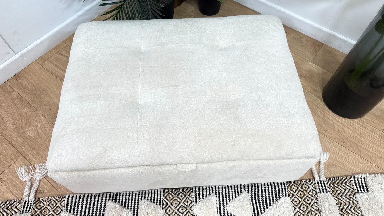 Sofology Ascot Fabric Storage Footstool in Texture Chenille Natural