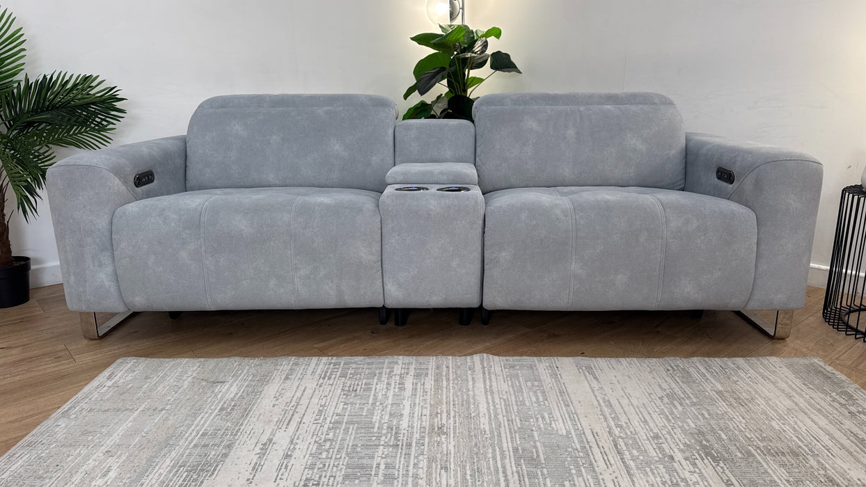 Sofology Marvella Fabric 2.5 Seater Console Power Recliner/Headrest in Lifestyle Flecked Silver