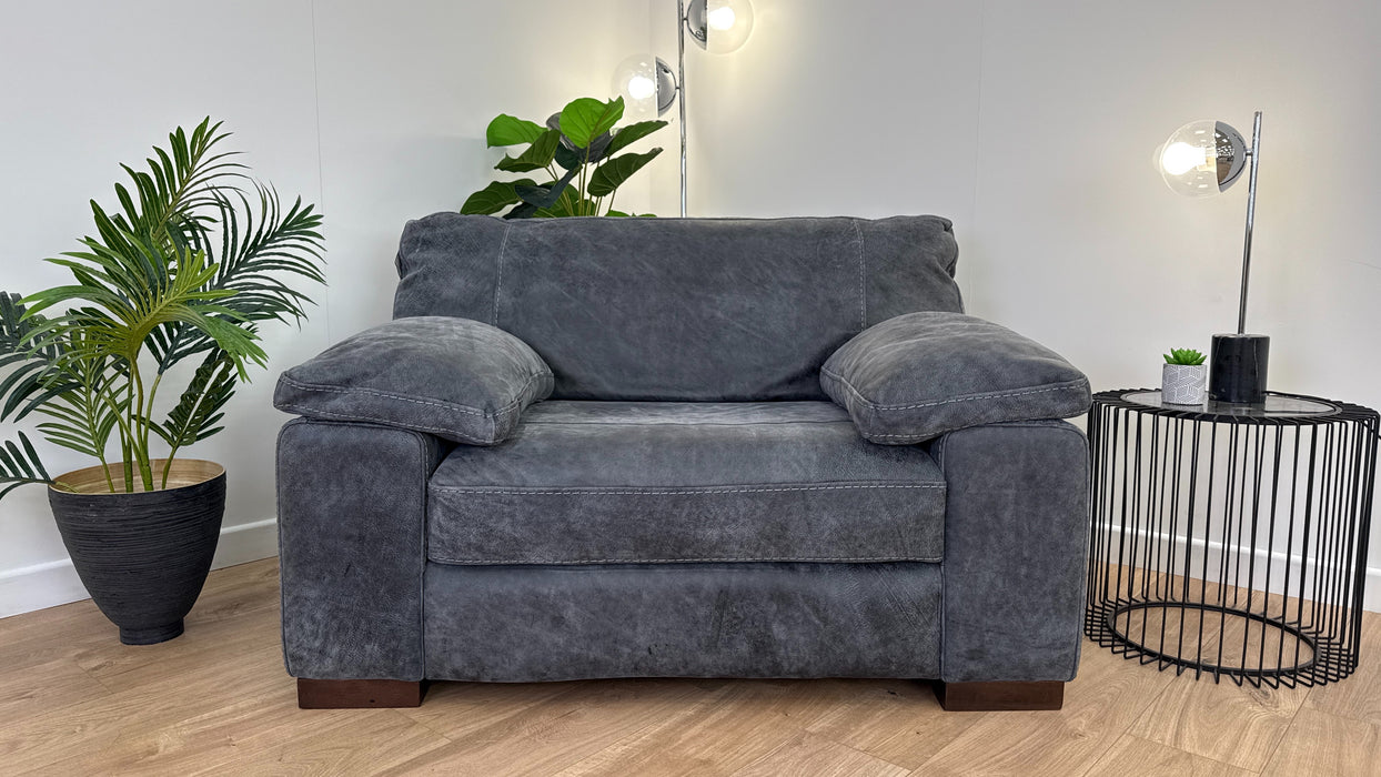 Linara Loveseat - Leather - Utah Grey